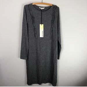 NEW $178 People Tree Wool Tencel Gray Long Sleeve Stretchy Dress 411